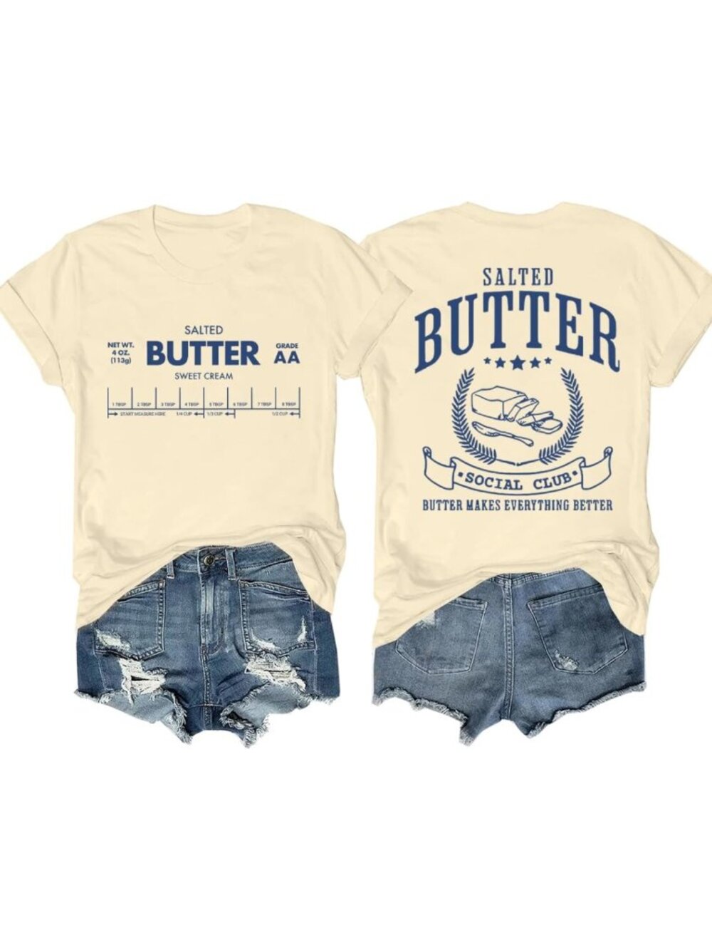Funny Baker V-Neck T-Shirt for Women | Salted Butter Graphic Tee | Cute Baking